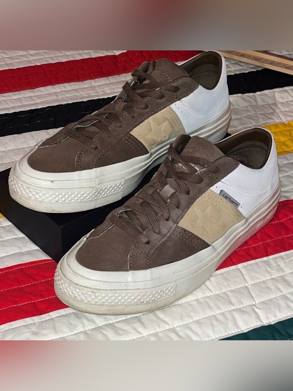 Carhartt x Converse One Star Suede Low Sneakers Brown/White